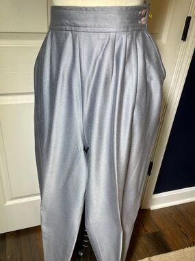 Vintage 80s Barrie Stephens Gray/Silver High Rise Pleated Stirrup Trousers